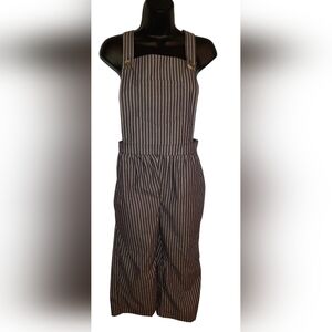 Striped Wide-Leg Overalls - Black & White